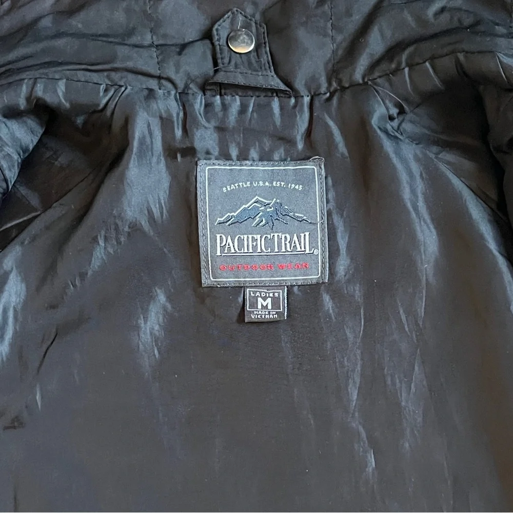 Vintage Women’s Ski Jacket Snow Jacket Puffer 70s 80s Racer Stripe Black Red M L - Picture 5 of 9